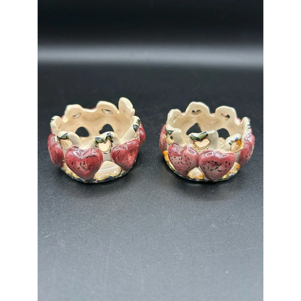 Vintage Clay Works Heather Goldminc Heart  Ceramic Candle Holder